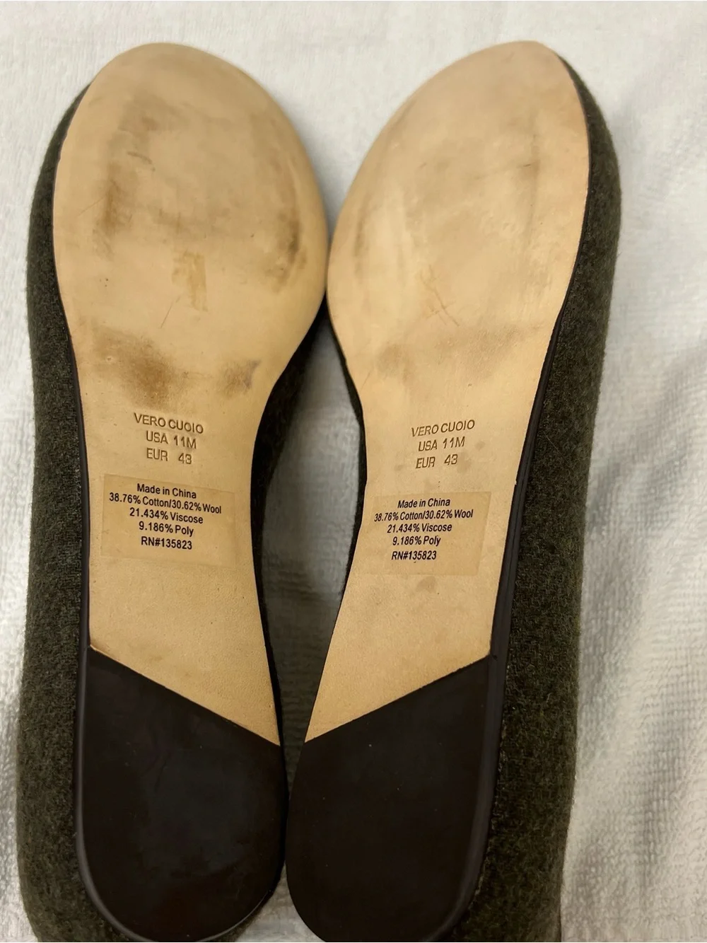 10022-Shoe Saks Fifth Avenue New York Vero Cuoio Green Ballet Flat Sz 11 M